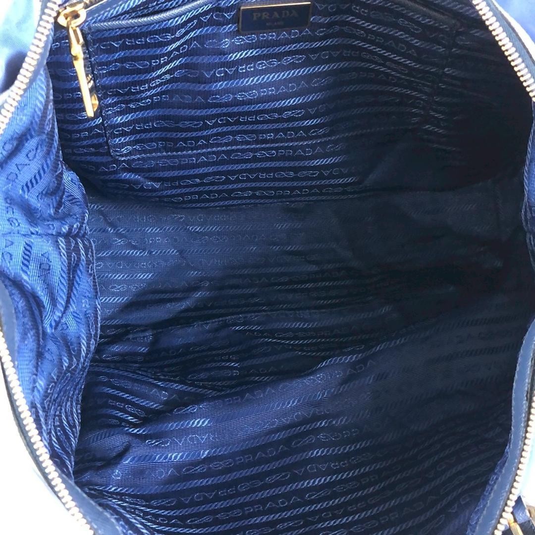 PRADA Hand Bag Tote Purse Nylon Blue Authentic