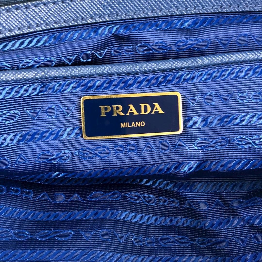 PRADA Hand Bag Tote Purse Nylon Blue Authentic