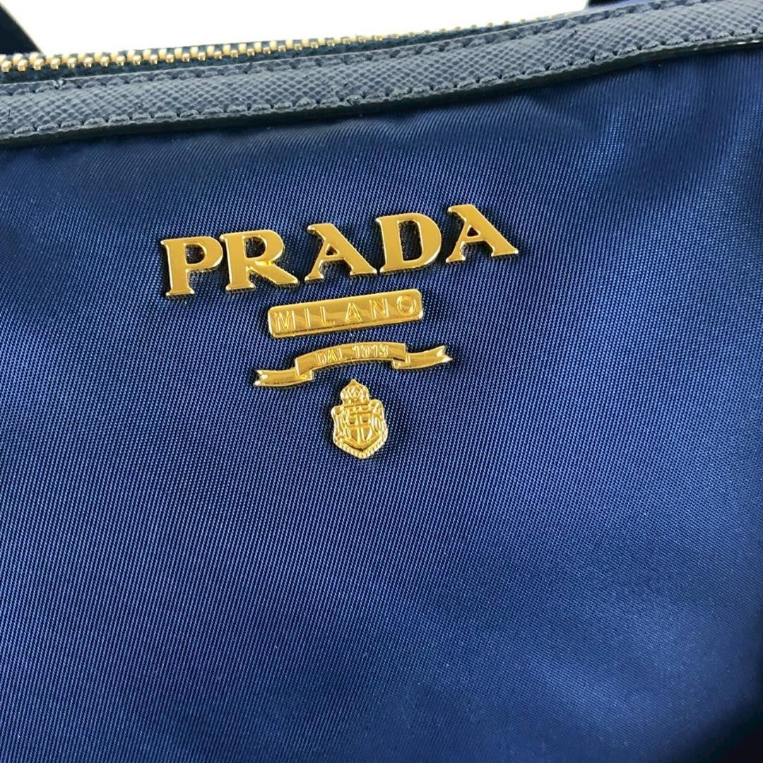PRADA Hand Bag Tote Purse Nylon Blue Authentic
