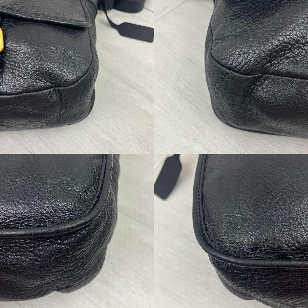 PRADA Shoulder Bag Purse Leather Black Authentic