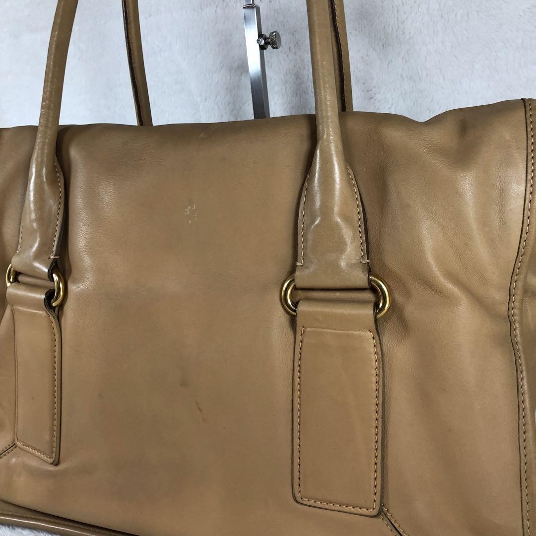 PRADA PRADA Hand Bag Tote Purse Boston Bag Leather Brown Authentic