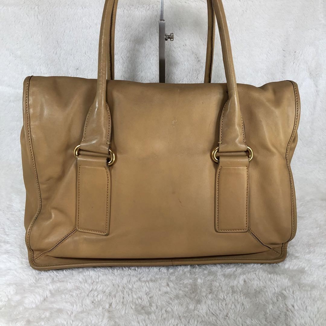 PRADA PRADA Hand Bag Tote Purse Boston Bag Leather Brown Authentic