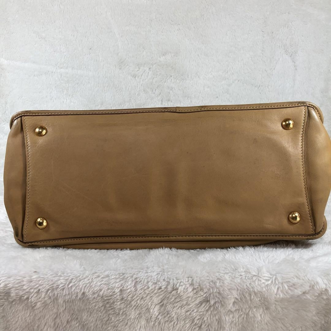 PRADA PRADA Hand Bag Tote Purse Boston Bag Leather Brown Authentic