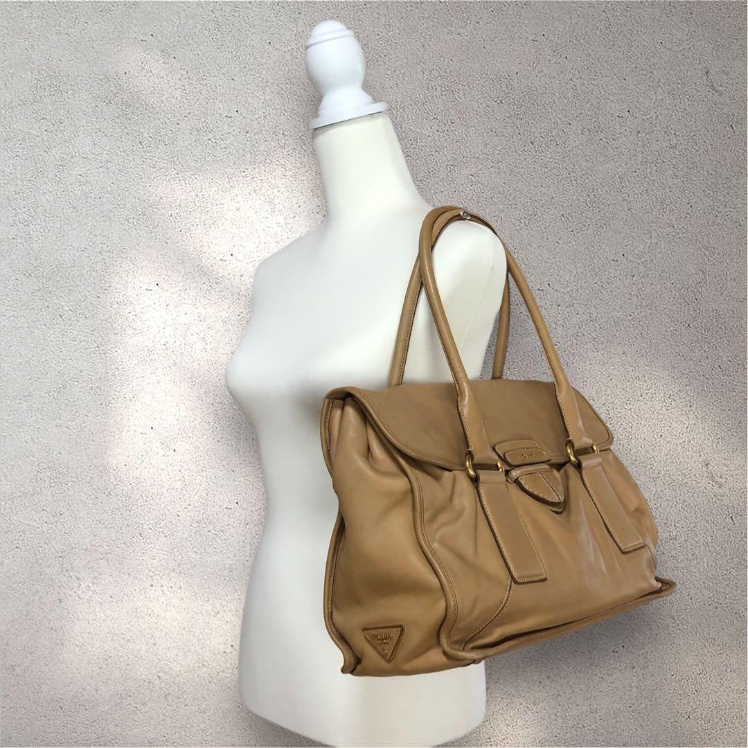PRADA PRADA Hand Bag Tote Purse Boston Bag Leather Brown Authentic