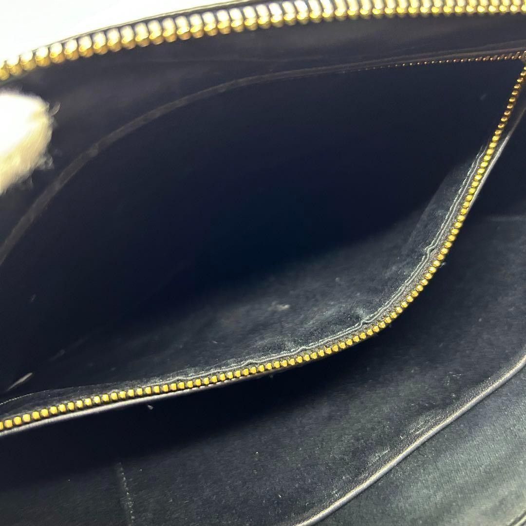 MIU MIU Clutch Bag Second Bag Logo Leather Black Authentic