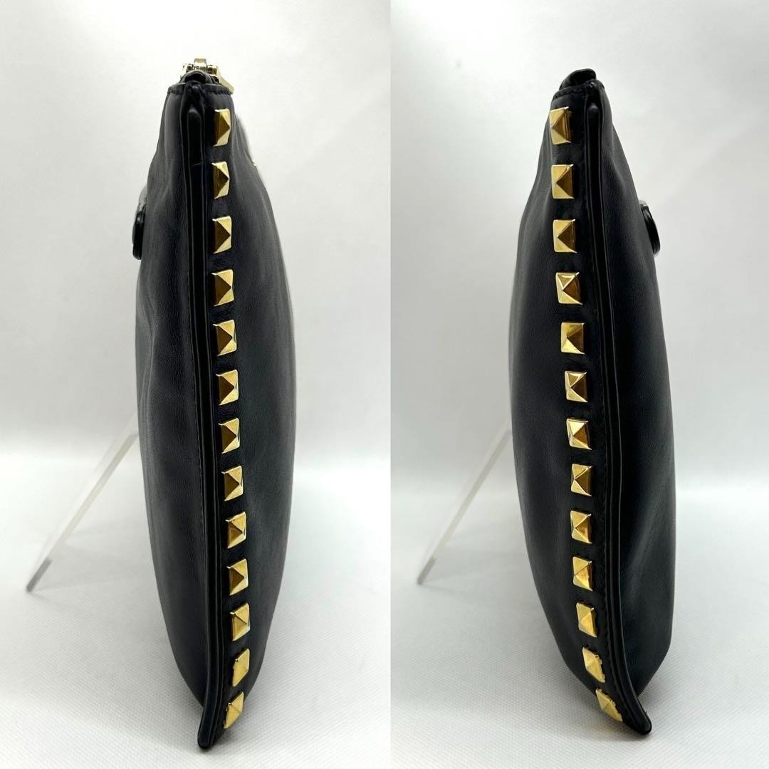 MIU MIU Clutch Bag Second Bag Logo Leather Black Authentic