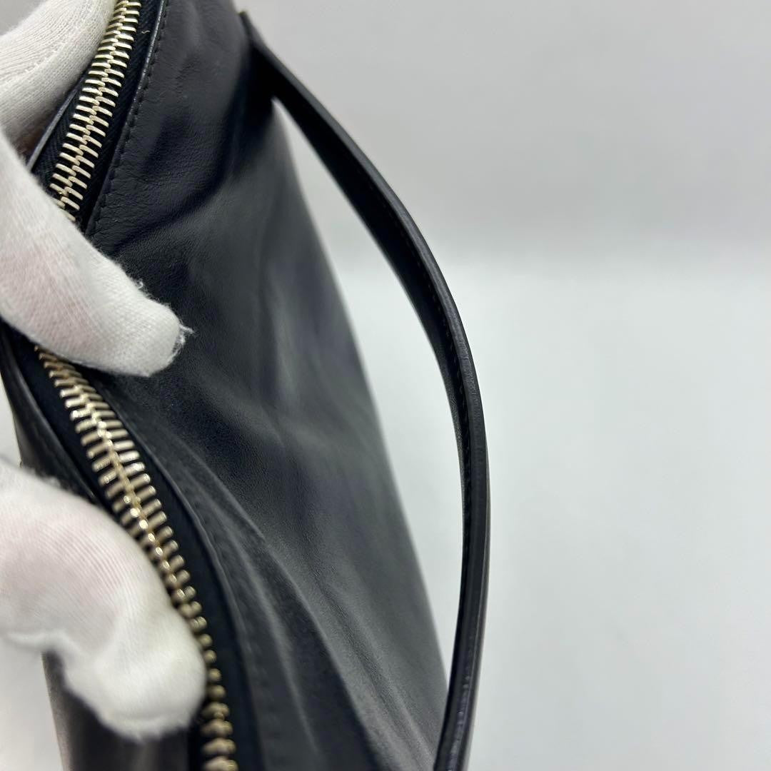 MIU MIU Clutch Bag Second Bag Logo Leather Black Authentic