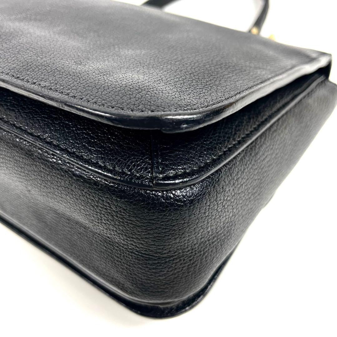 MIU MIU Hand Shoulder Bag Tote Purse 2way Logo Leather Black Authentic