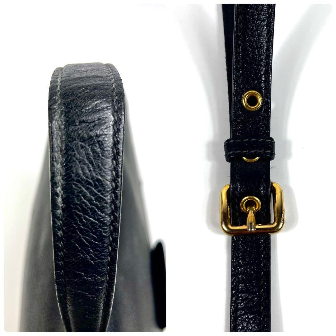 MIU MIU Hand Shoulder Bag Tote Purse 2way Logo Leather Black Authentic