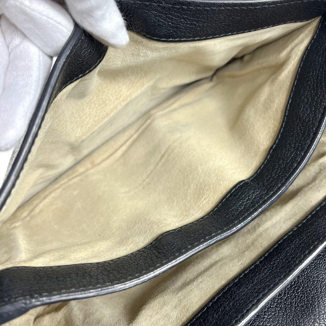 MIU MIU Hand Shoulder Bag Tote Purse 2way Logo Leather Black Authentic