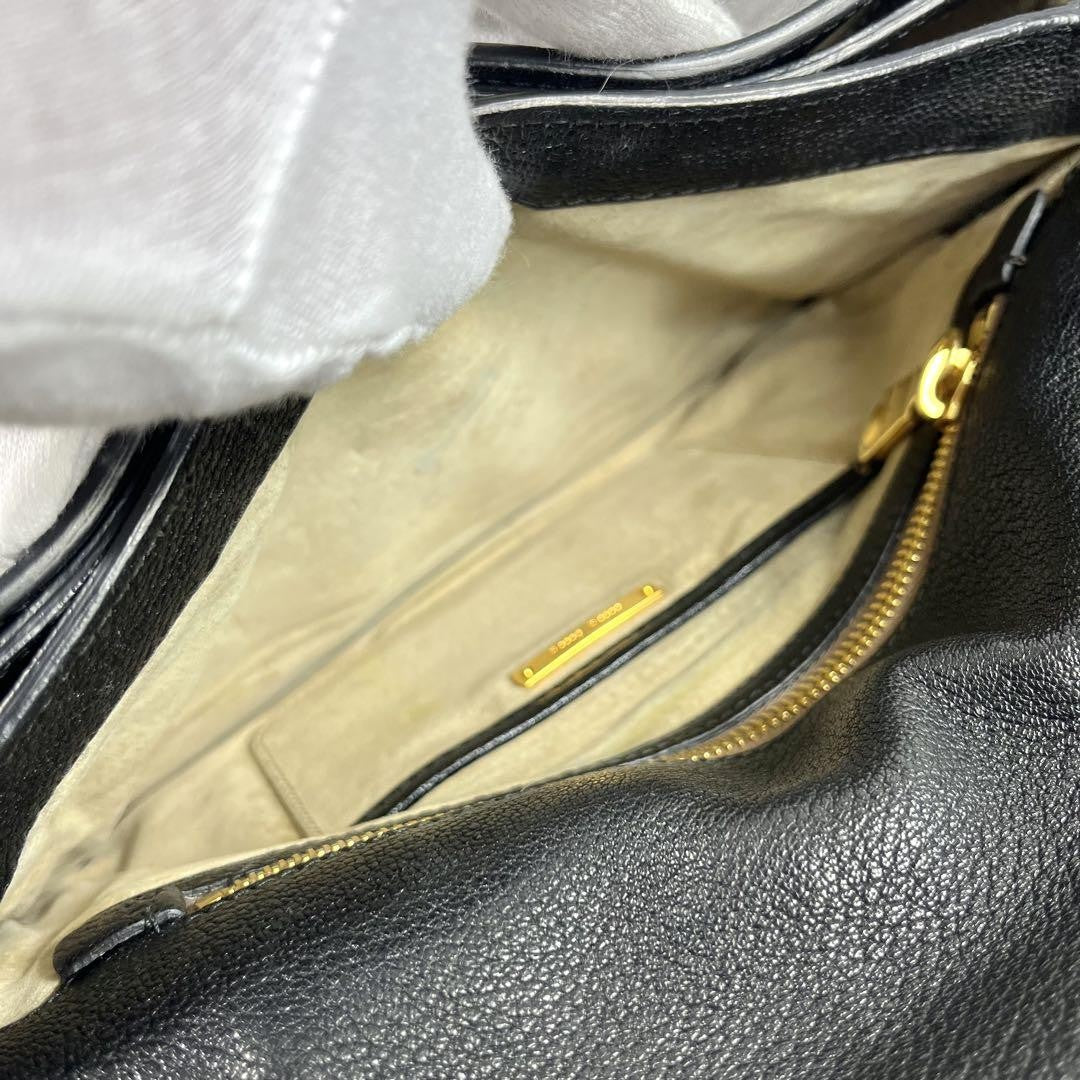 MIU MIU Hand Shoulder Bag Tote Purse 2way Logo Leather Black Authentic
