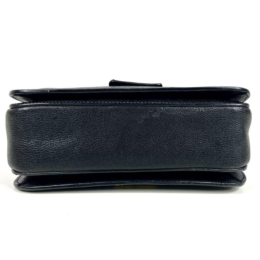 MIU MIU Hand Shoulder Bag Tote Purse 2way Logo Leather Black Authentic