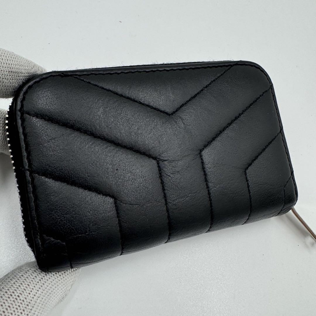 Saint Laurent Coin Case Card Holder Wallet Purse Compact YSL Cassandra Black