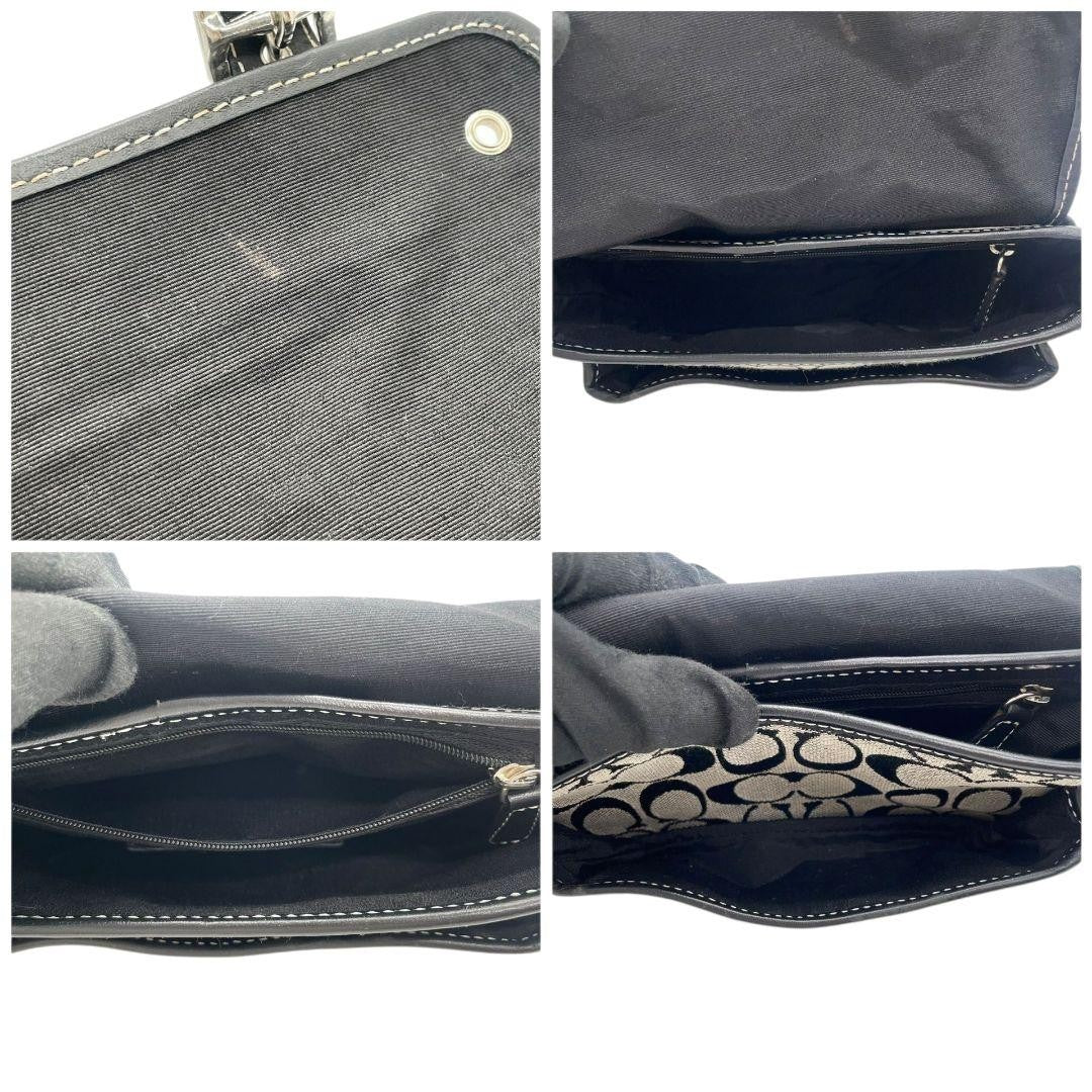 COACH Shoulder Bag Purse Signature Canvas Leather Black Authentic