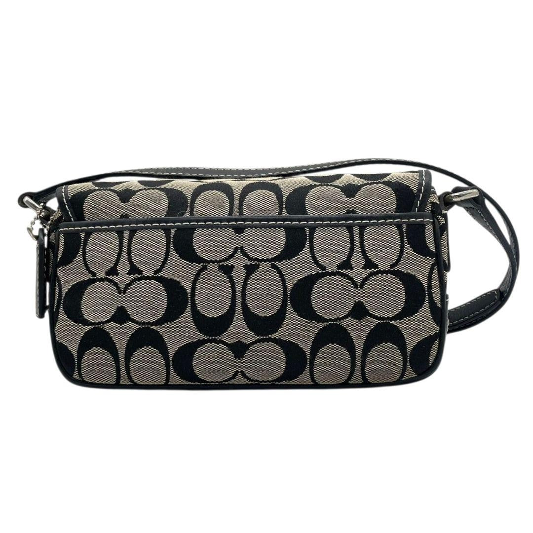 COACH Shoulder Bag Purse Signature Canvas Leather Black Authentic