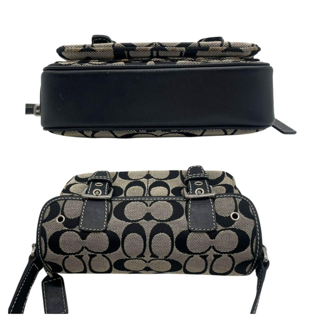 COACH Shoulder Bag Purse Signature Canvas Leather Black Authentic