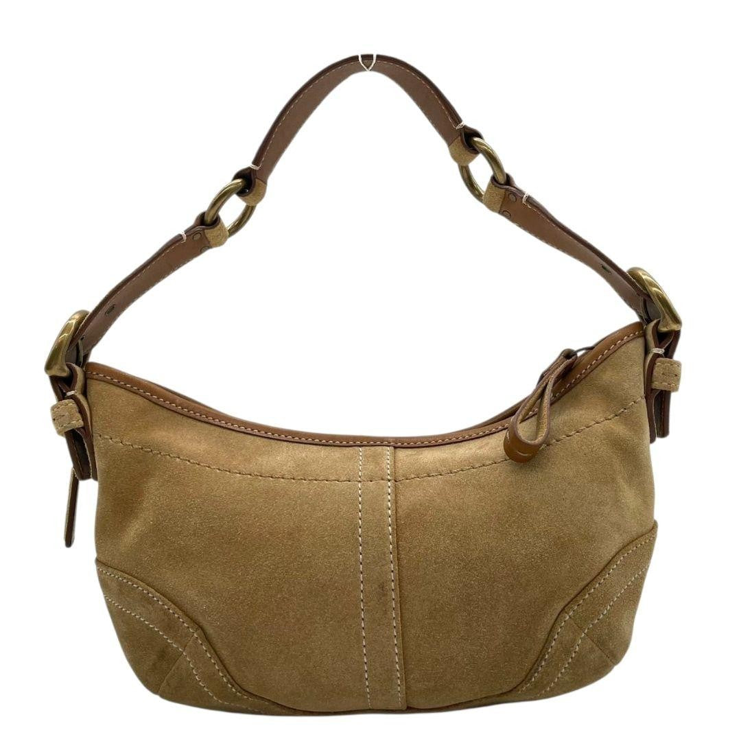 COACH Hand Bag Tote Purse 9658 Suede Leather Brown Authentic