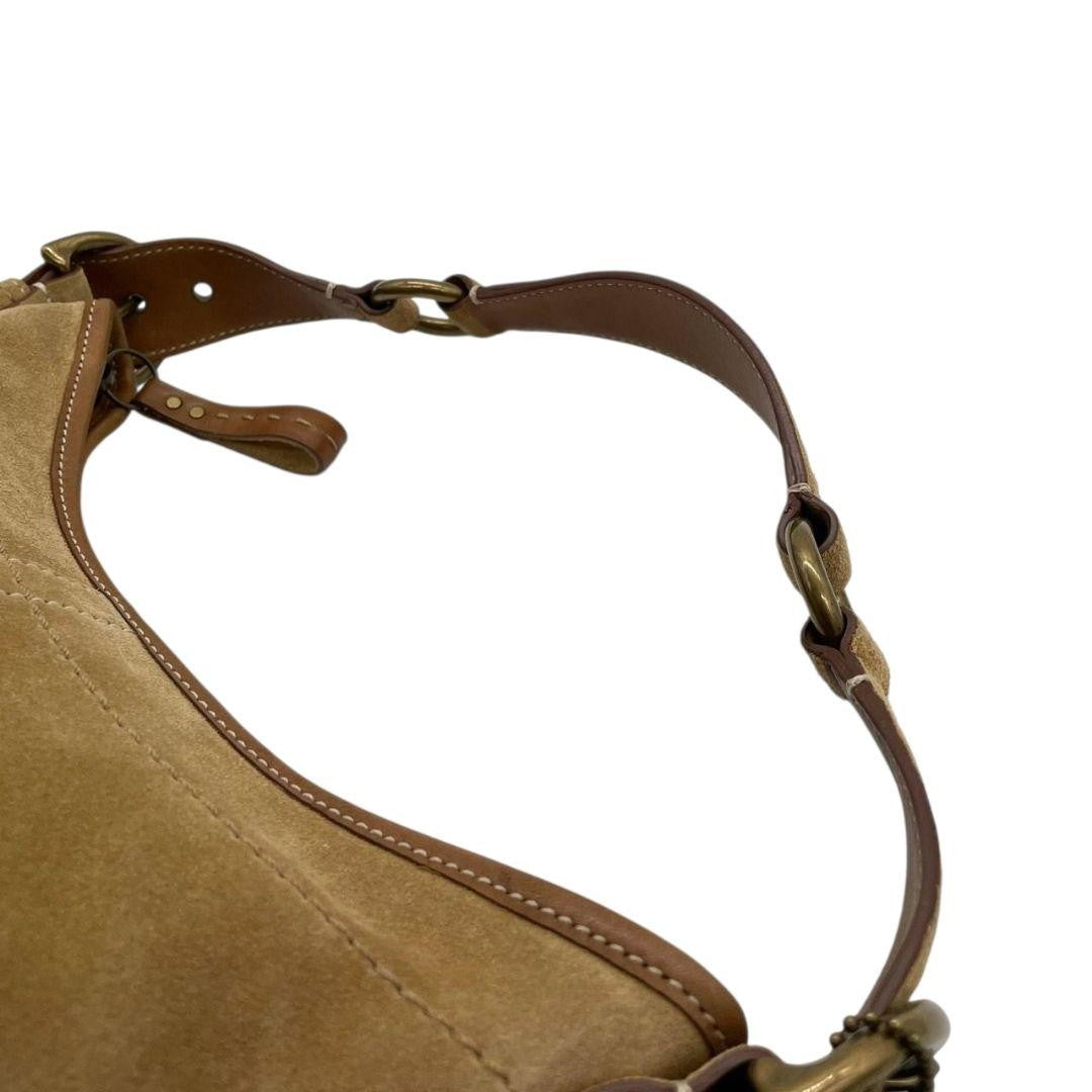 COACH Hand Bag Tote Purse 9658 Suede Leather Brown Authentic