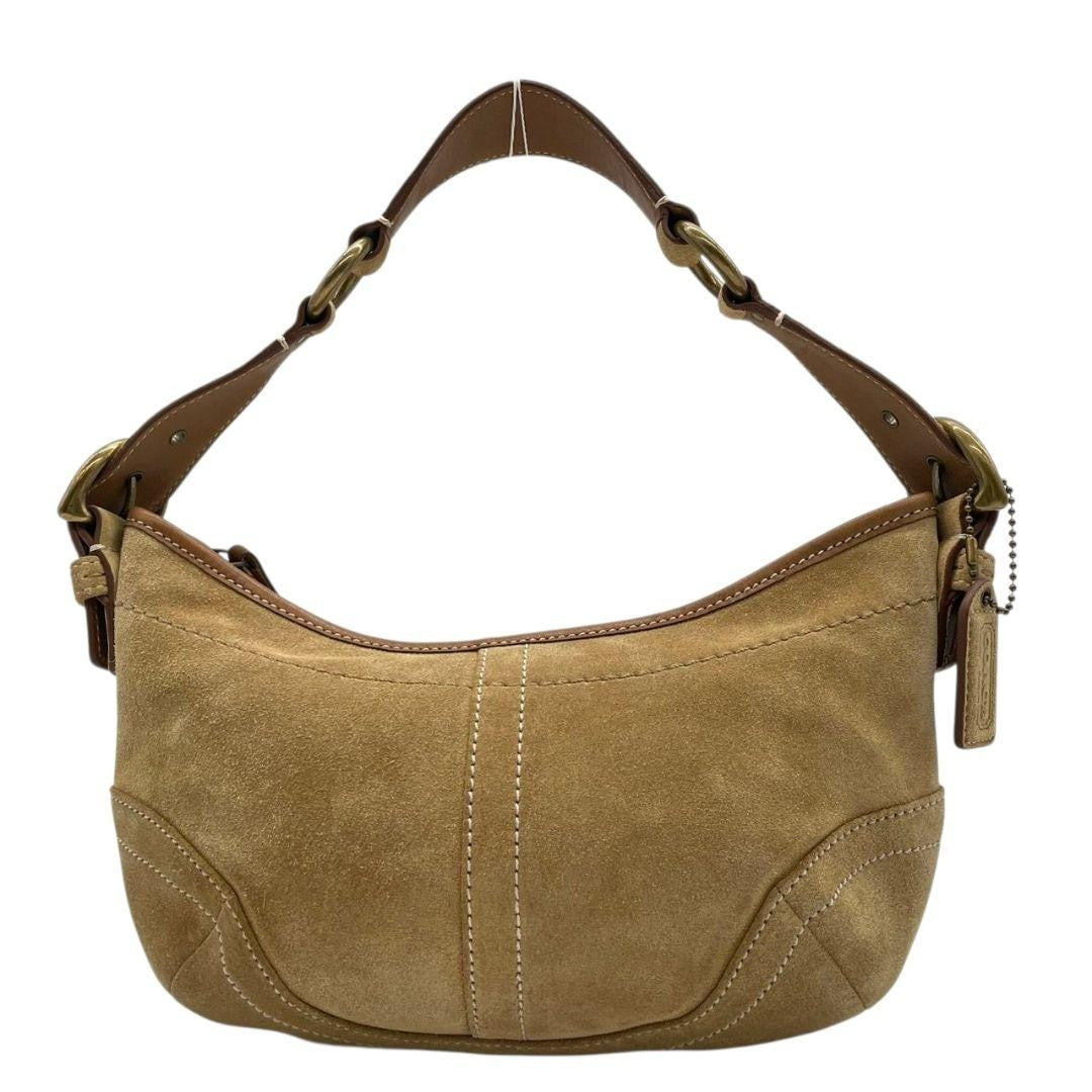 COACH Hand Bag Tote Purse 9658 Suede Leather Brown Authentic