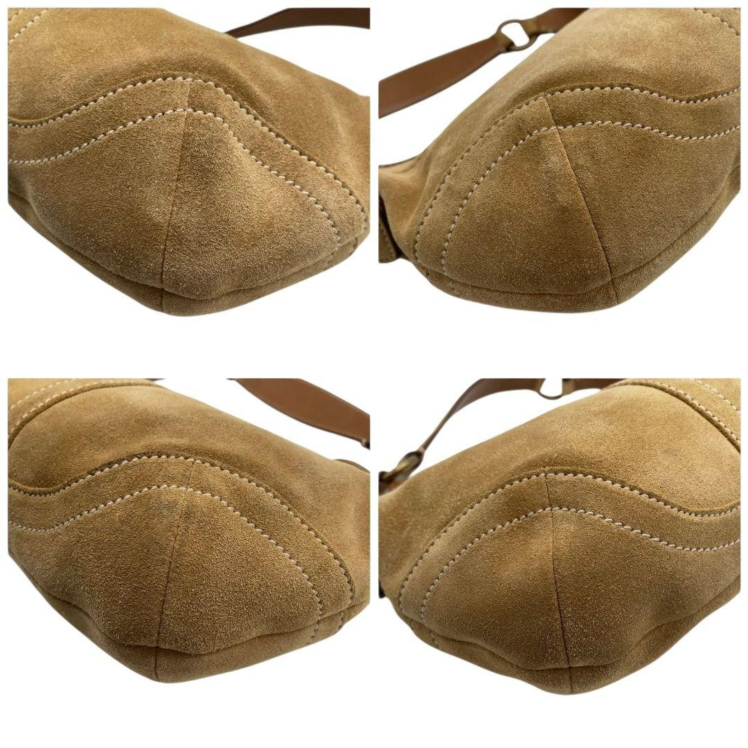 COACH Hand Bag Tote Purse 9658 Suede Leather Brown Authentic