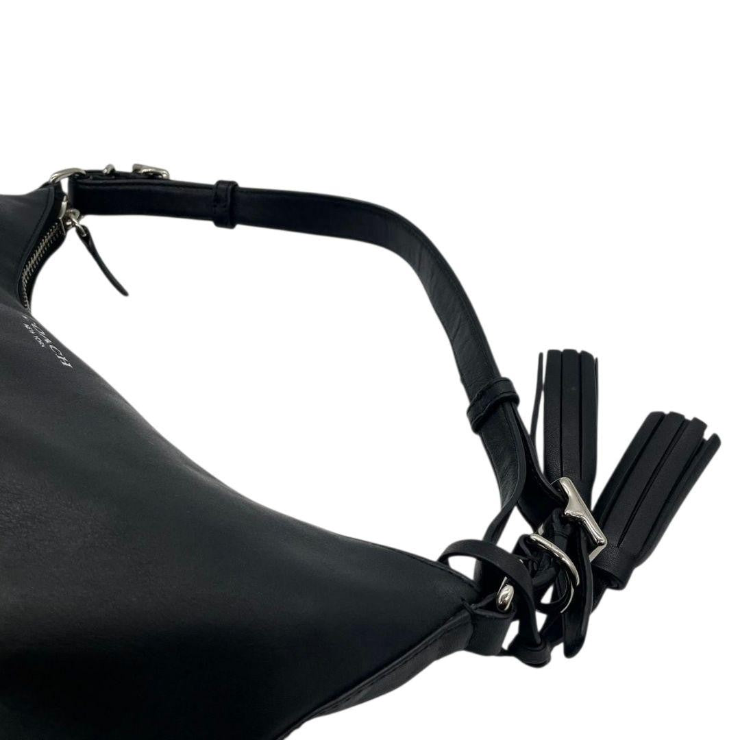 COACH Hand Shoulder Bag Tote Purse 2way Turn Lock Leather Black Authentic