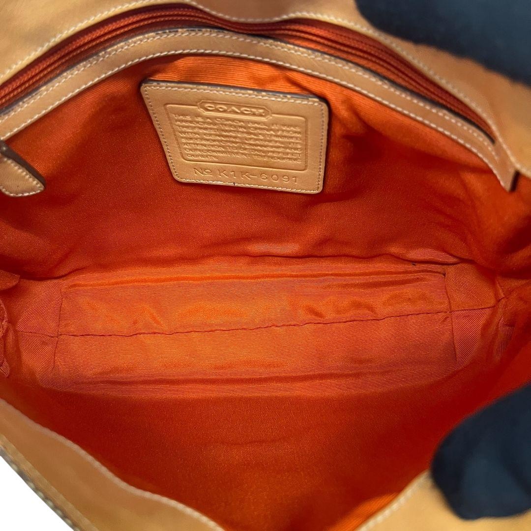 COACH Shoulder Bag Purse Hobo Canvas Leather Brown Camel Authentic