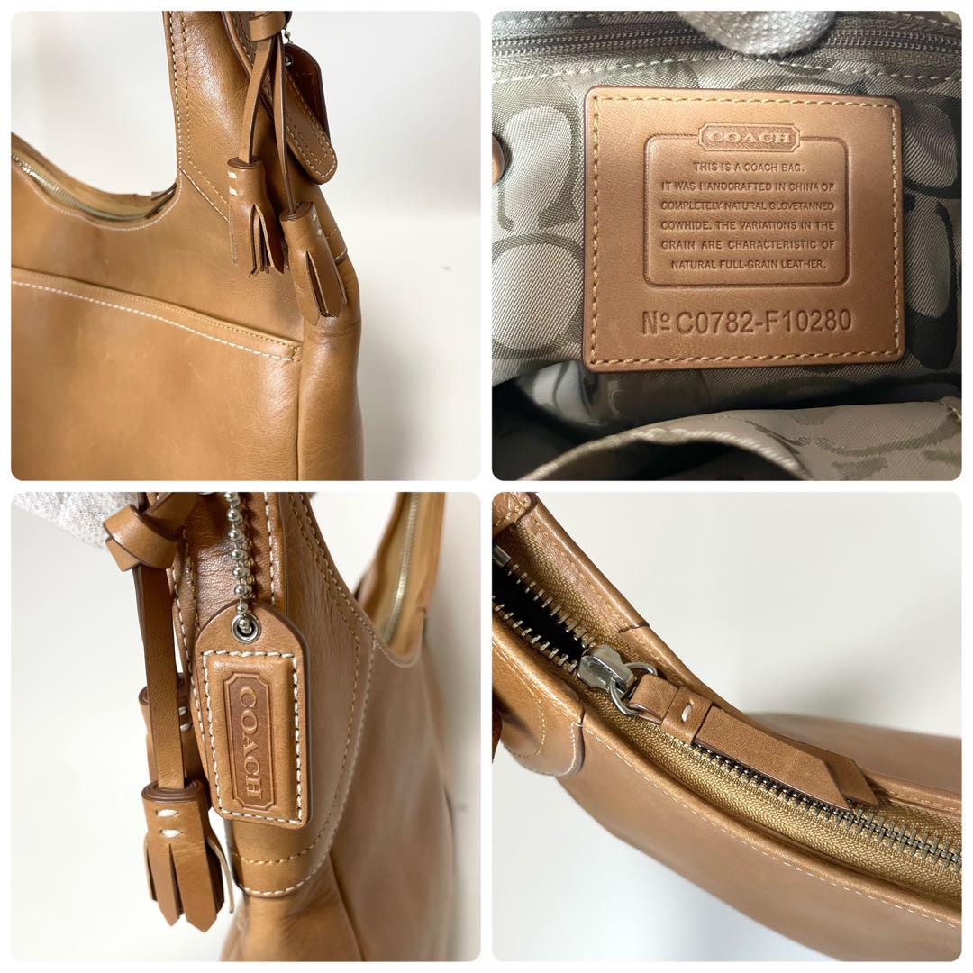 COACH Shoulder Bag Purse 10280 Leather Camel Authentic
