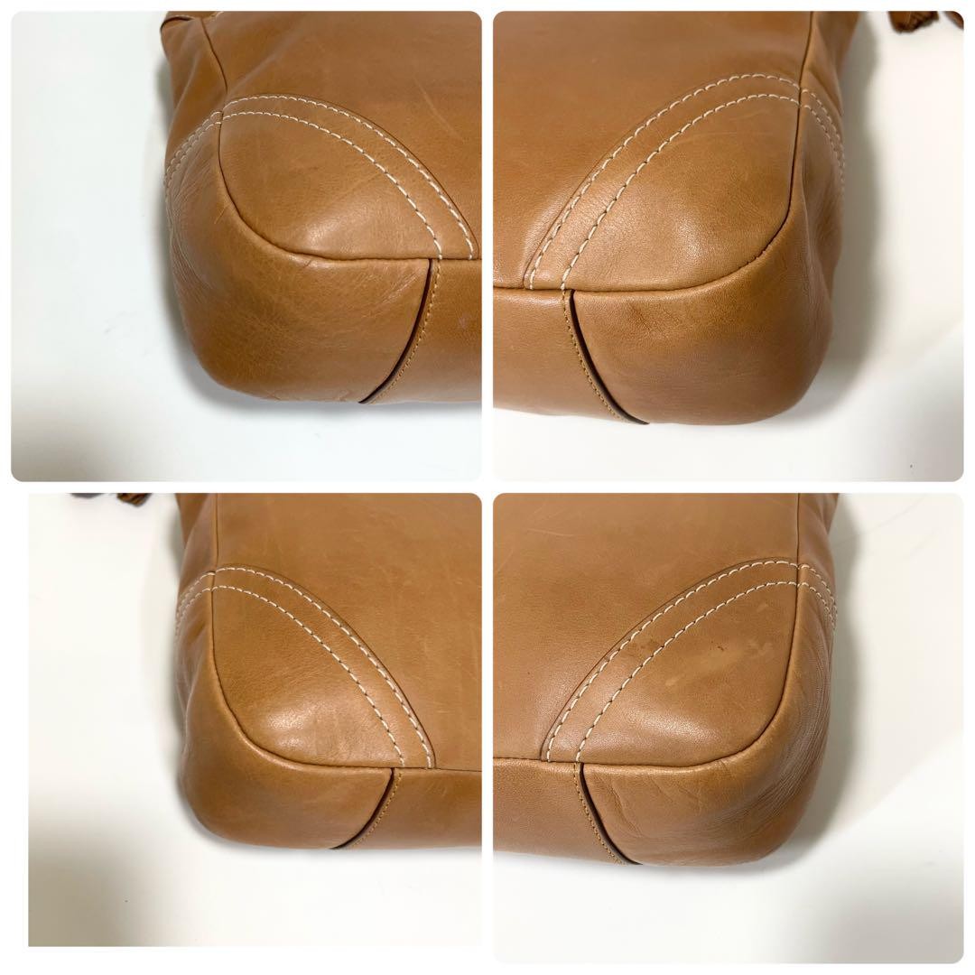 COACH Shoulder Bag Purse 10280 Leather Camel Authentic