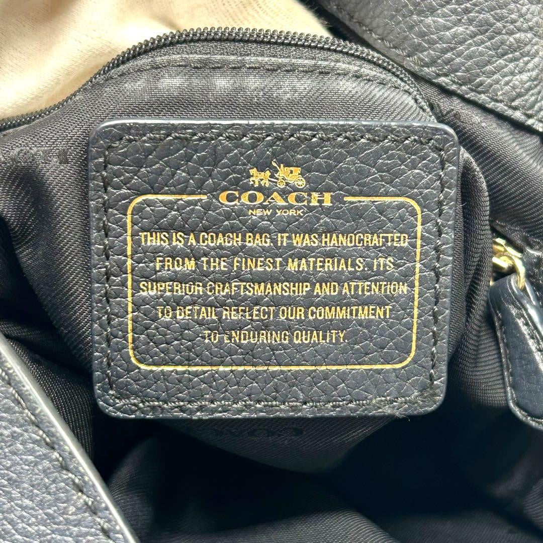 COACH Hand Bag Tote Purse Chain Leather Authentic