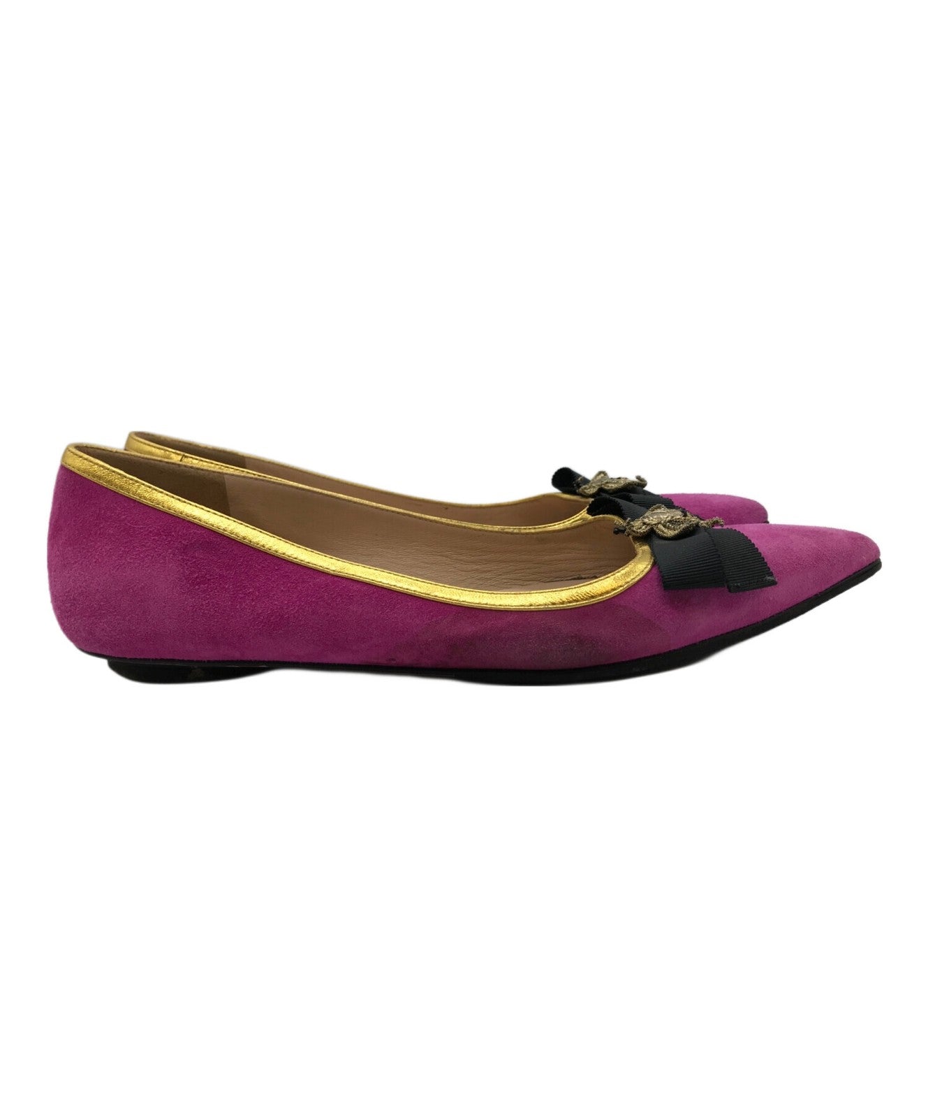 GUCCI Shoes Pumps Heel Bee EU 36 US 6 Suede Pink Authentic