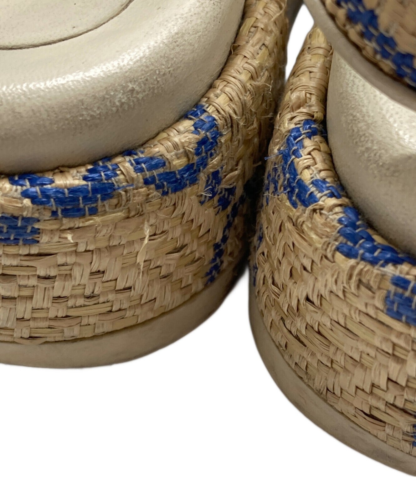 GUCCI Sandals Shoes GG Platform Raffia EU 36.5 US 6.5 Beige Authentic