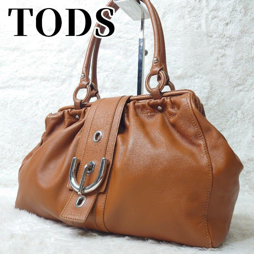 TOD'S Hand Bag Tote Purse Leather Light Brown Camel Authentic