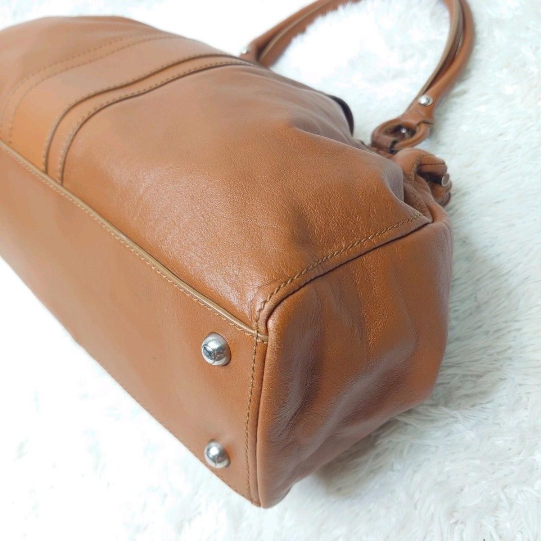 TOD'S Hand Bag Tote Purse Leather Light Brown Camel Authentic