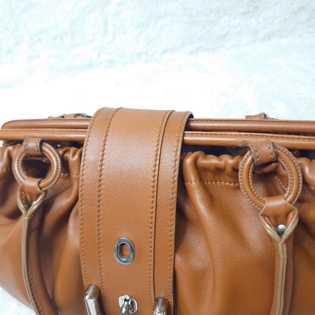 TOD'S Hand Bag Tote Purse Leather Light Brown Camel Authentic