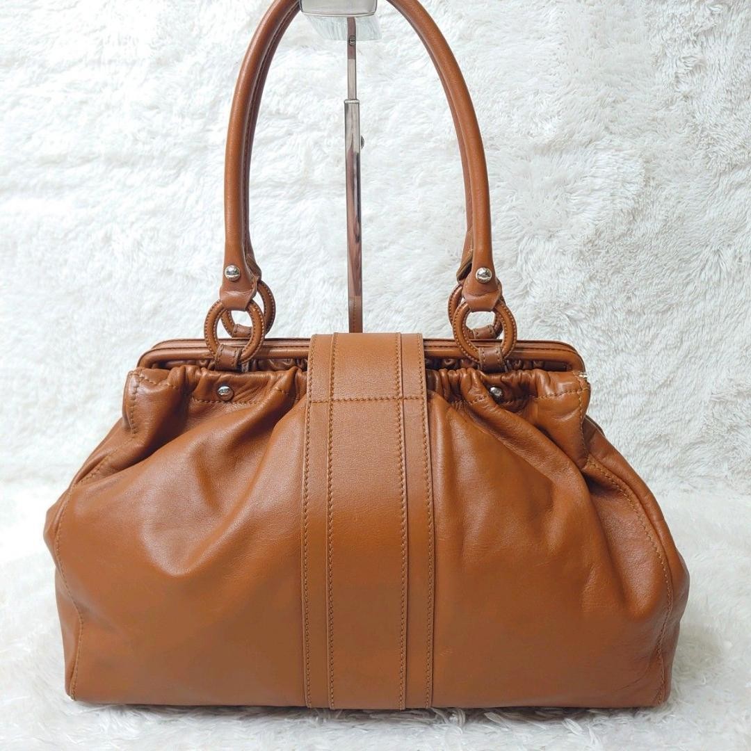 TOD'S Hand Bag Tote Purse Leather Light Brown Camel Authentic