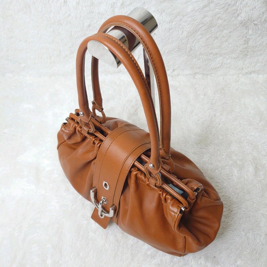 TOD'S Hand Bag Tote Purse Leather Light Brown Camel Authentic