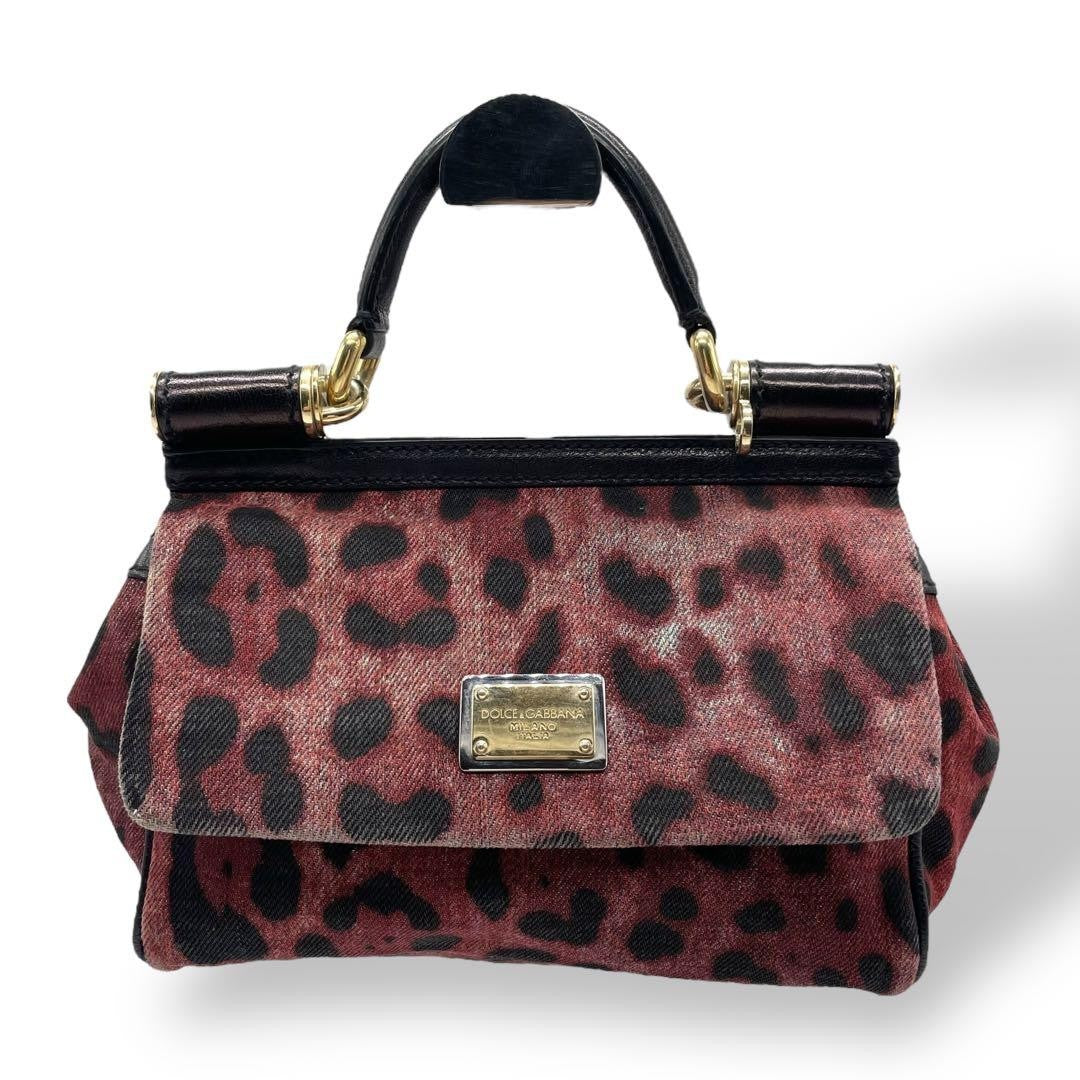 Dolce & Gabbana Hand Bag Tote Purse Leopard Red Black Authentic