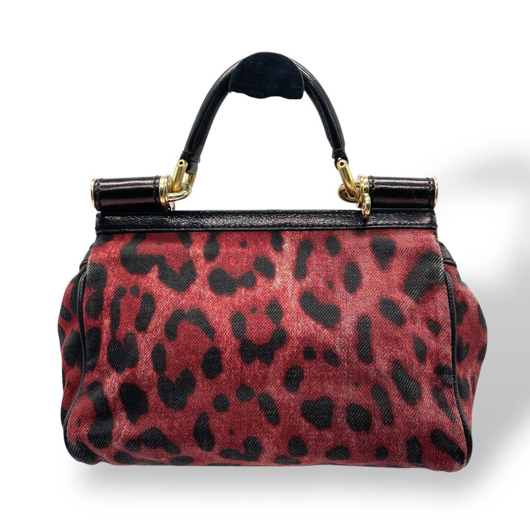 Dolce & Gabbana Hand Bag Tote Purse Leopard Red Black Authentic