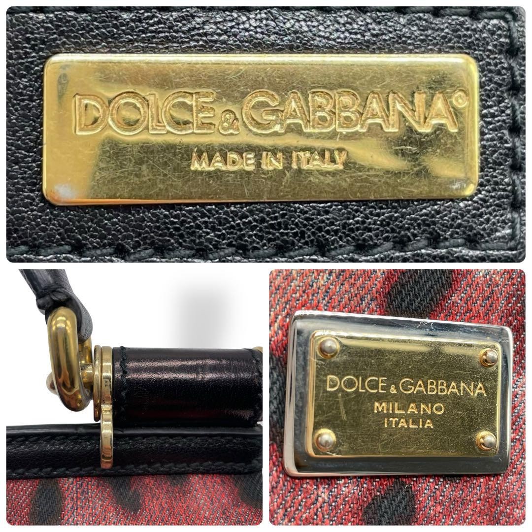 Dolce & Gabbana Hand Bag Tote Purse Leopard Red Black Authentic