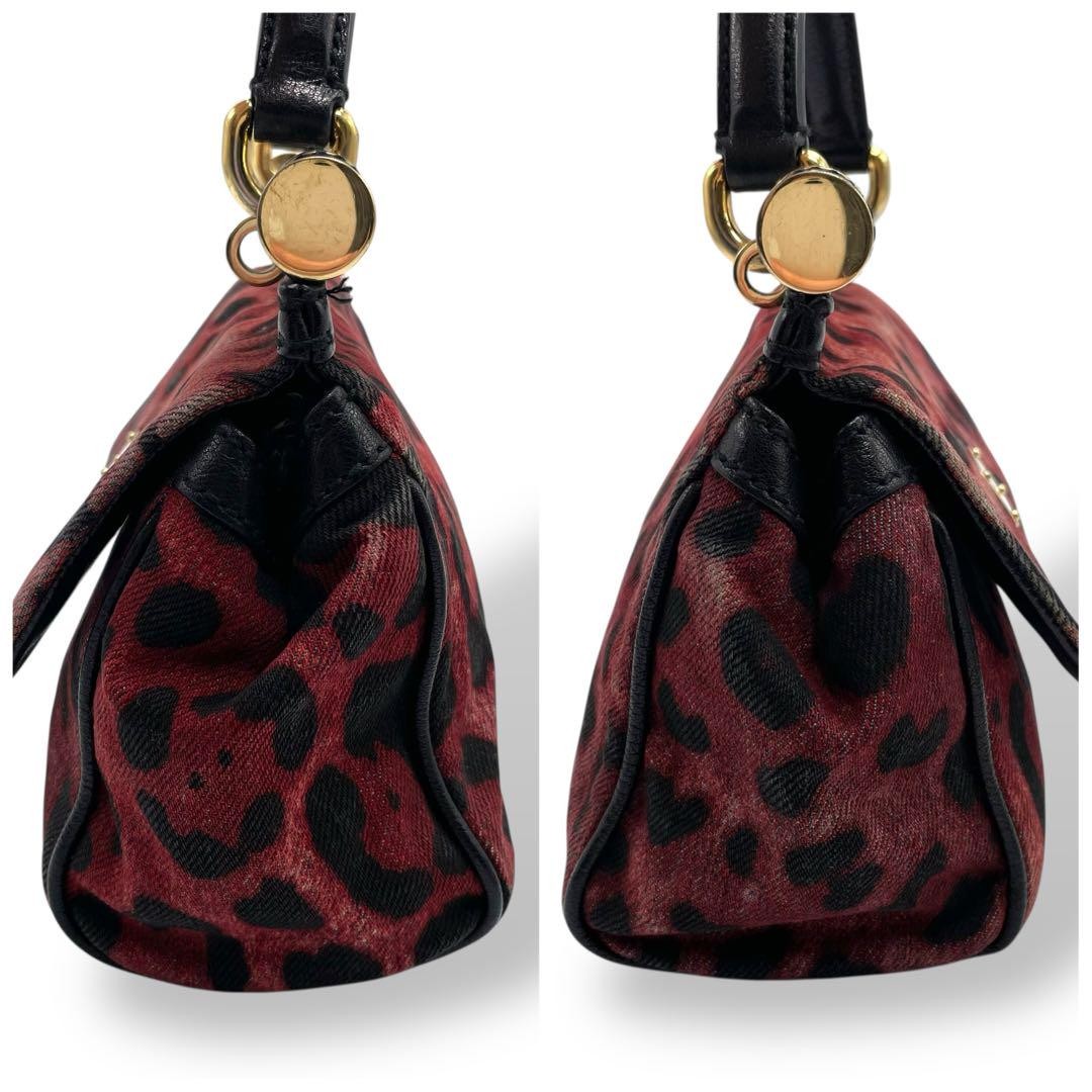 Dolce & Gabbana Hand Bag Tote Purse Leopard Red Black Authentic