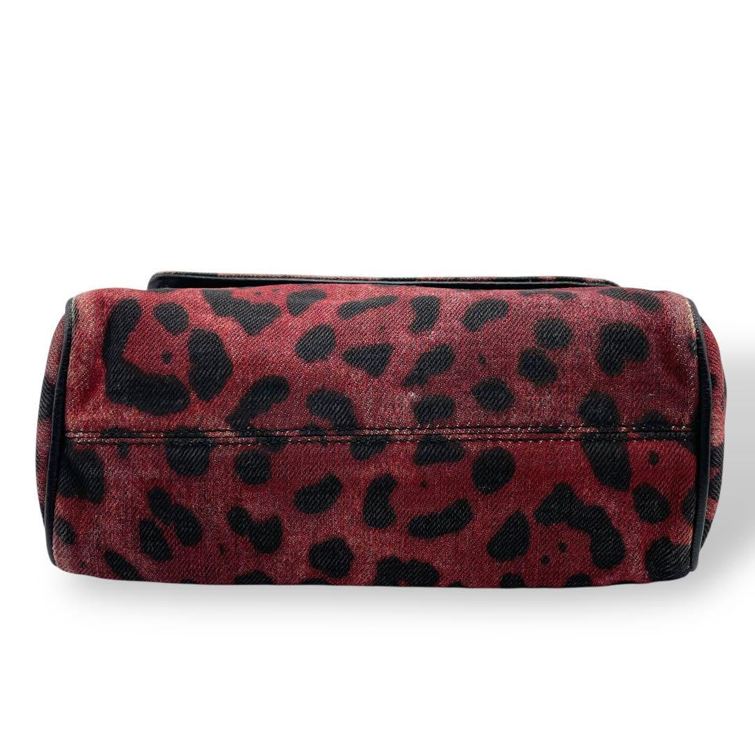 Dolce & Gabbana Hand Bag Tote Purse Leopard Red Black Authentic