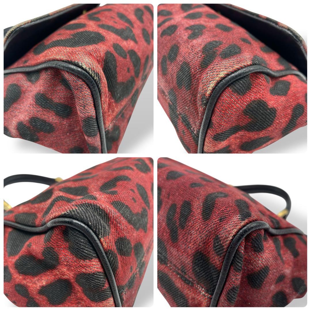 Dolce & Gabbana Hand Bag Tote Purse Leopard Red Black Authentic