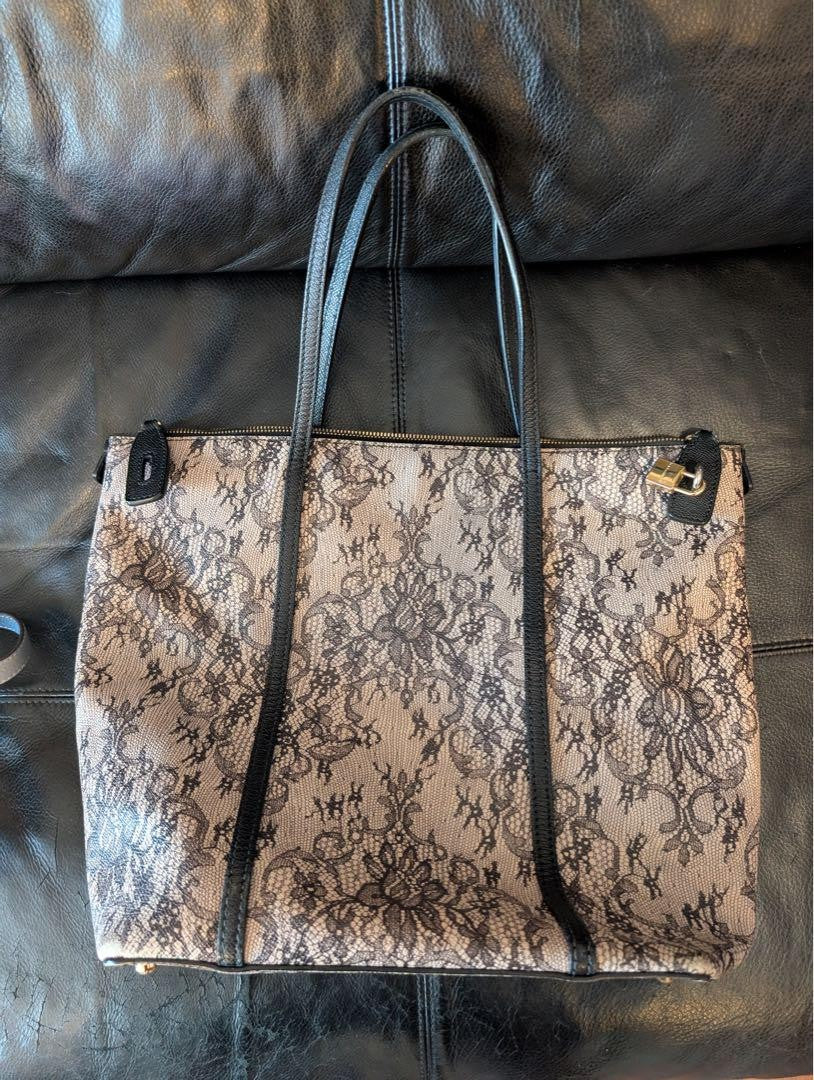 Dolce & Gabbana Hand Bag Tote Purse Leather Black Gray Authentic
