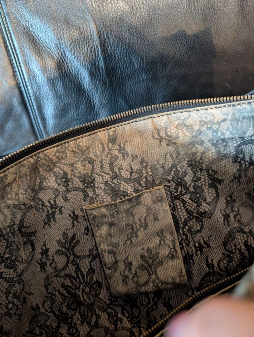 Dolce & Gabbana Hand Bag Tote Purse Leather Black Gray Authentic