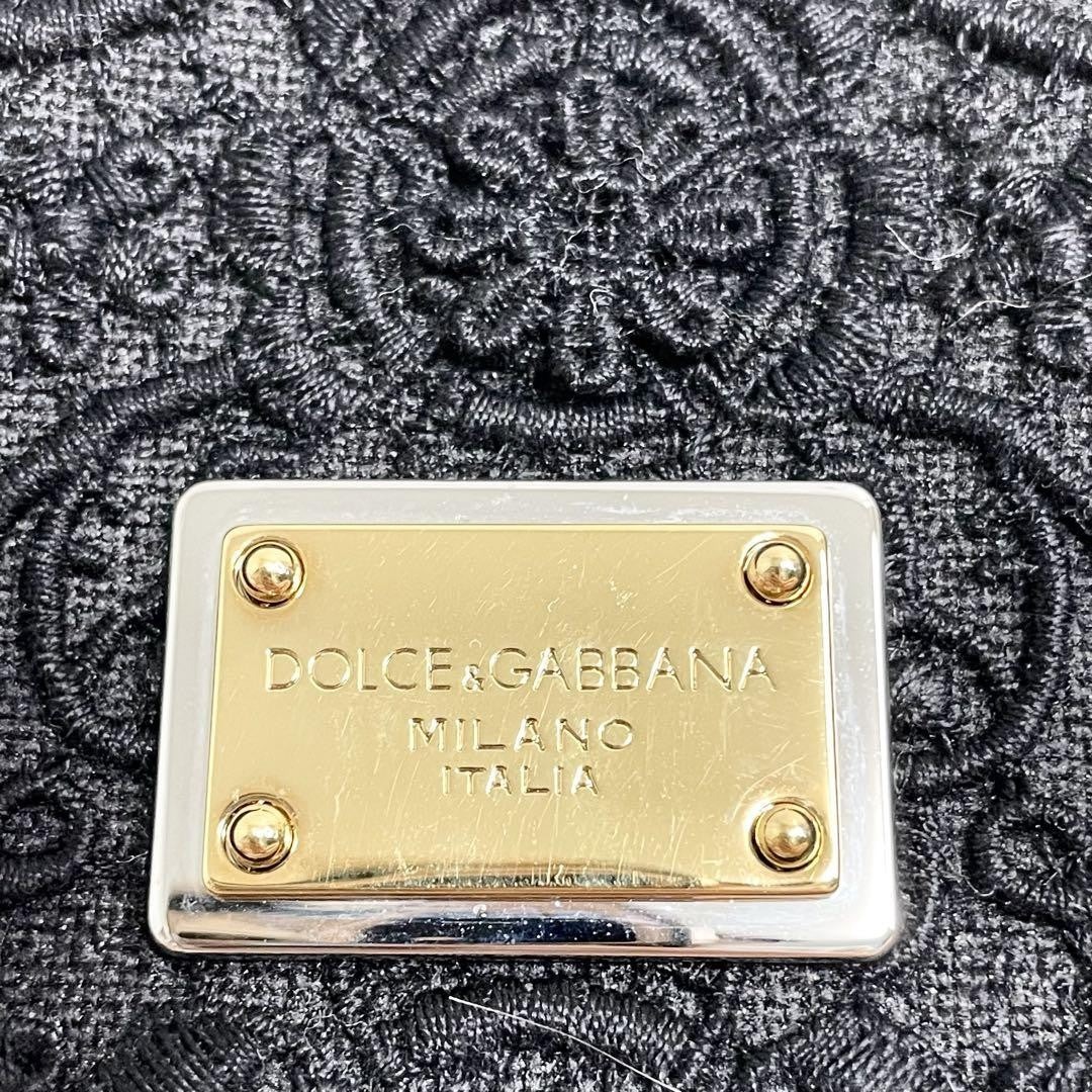 Dolce & Gabbana Hand Shoulder Bag Tote Purse 2way Leopard Leather Canvas Black