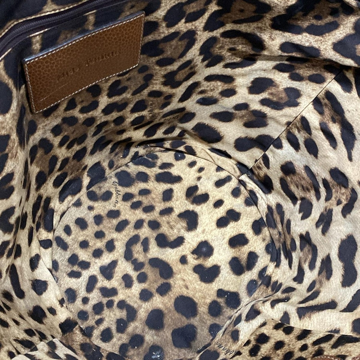 Dolce & Gabbana Hand Bag Tote Purse Leopard Straw Leather Beige Dark Brown Auth