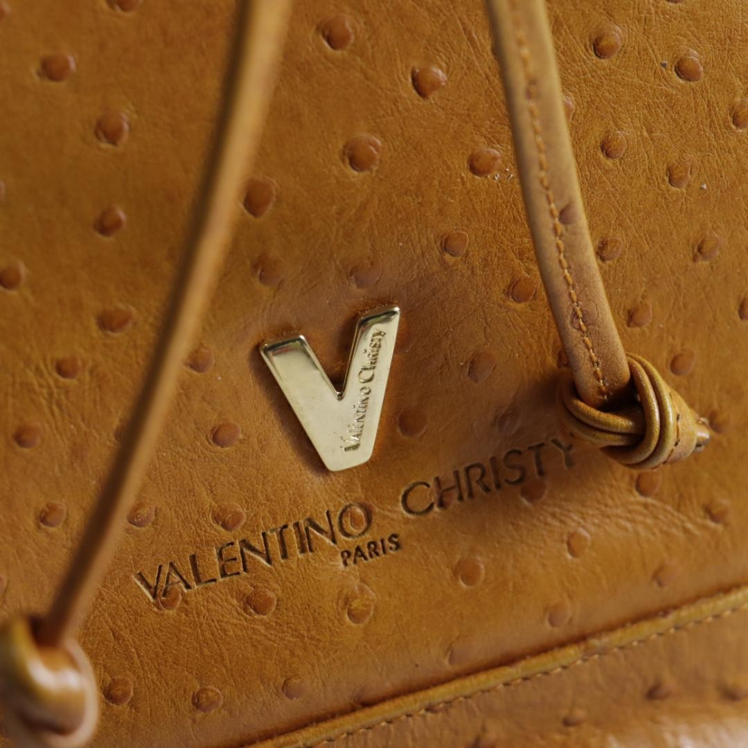 VALENTINO CHRISTY Hand Bag Tote Purse Leather Camel Brown Authentic