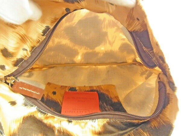 Valentino Hand Bag Tote Purse Leopard Beige Brown Authentic
