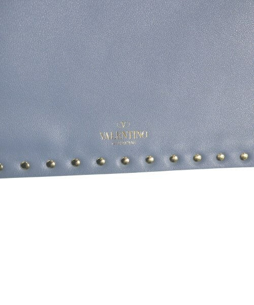 Valentino Clutch Bag Second Bag Studs Blue Gray Authentic