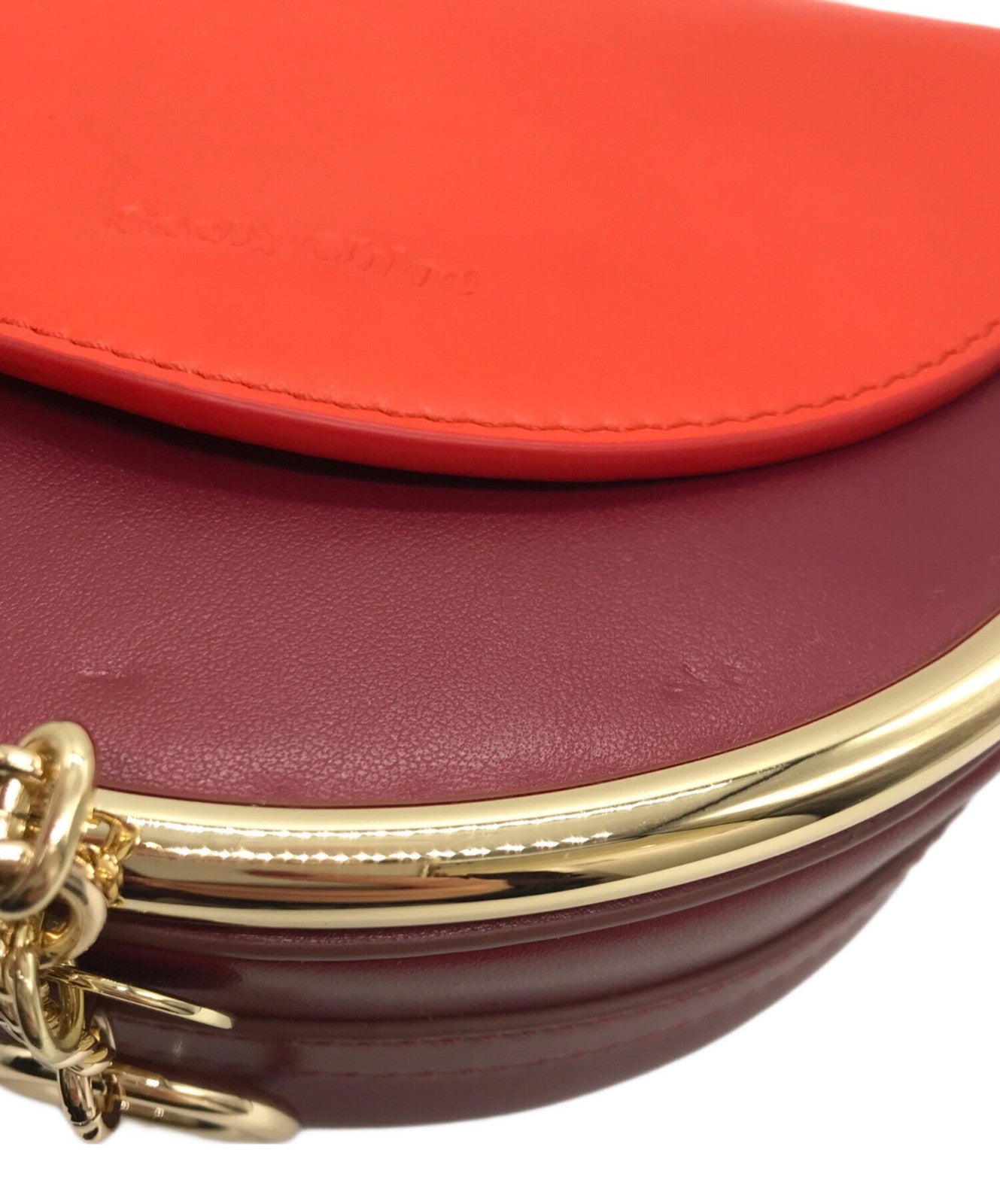 See By Chloe Shoulder Bag Purse mara bicolor evening bag Red Orange Authentic